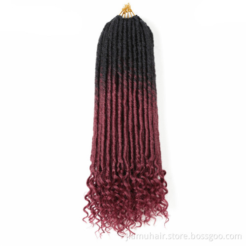 Soft Natural Black Synthetic Soul Goddess Locs Extensions with Curly End Braiding Hair Faux locs crochet hair
